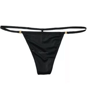 Victoria's Secret Very Sexy LOVE Smooth Satiny V string panty Black Large
